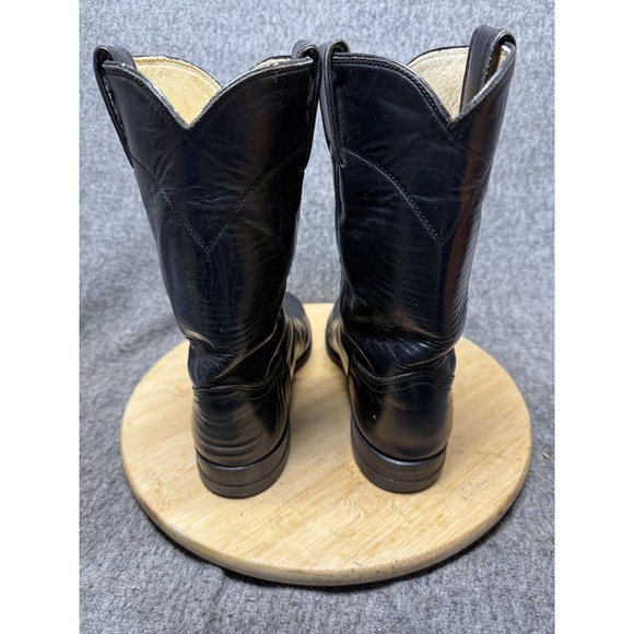 Justin Roper Boots Mens Size 7 Black Leather Western Cowboy Made USA L2703 - Picture 4 of 9